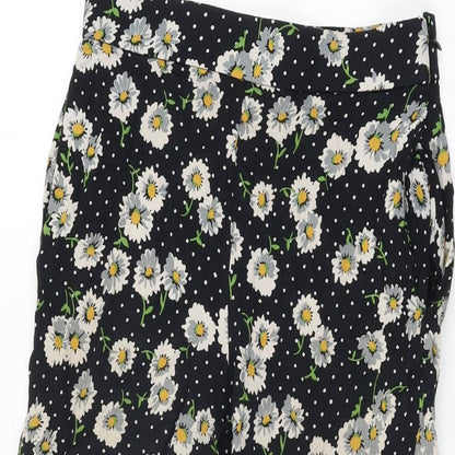 Womens UK Size XS Zara Regular Fit Cropped Black Trousers