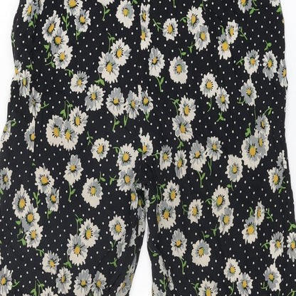 Womens UK Size XS Zara Regular Fit Cropped Black Trousers
