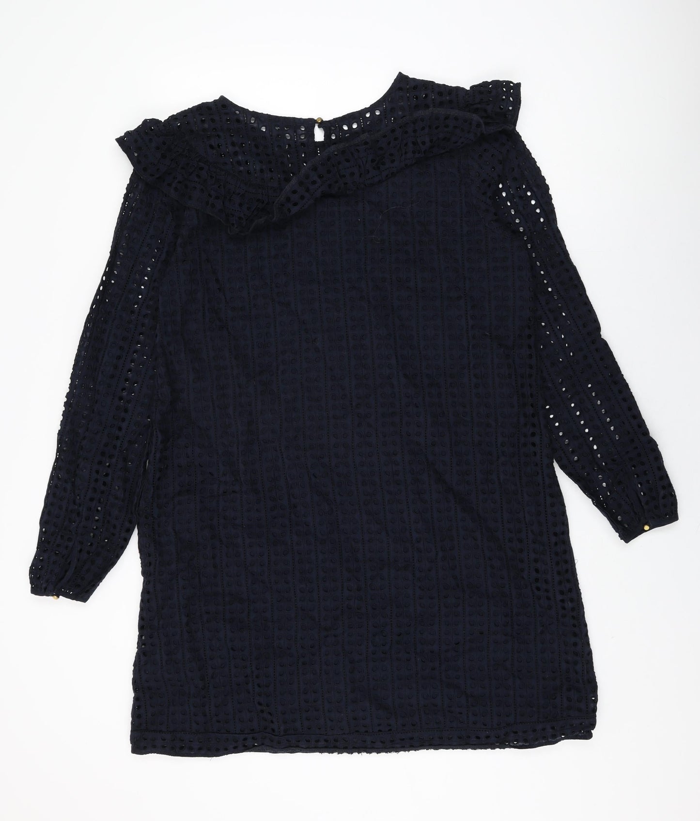 NEXT Womens Blue Cotton Shift Size 16 Round Neck Button