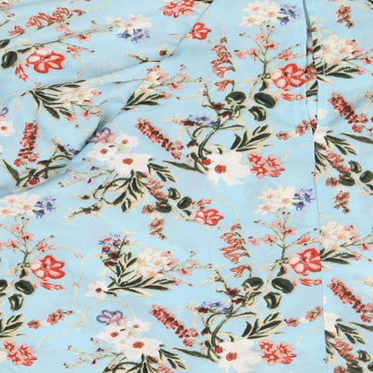 AX Paris Womens Blue Floral Polyester Basic Blouse Size 12 Round Neck