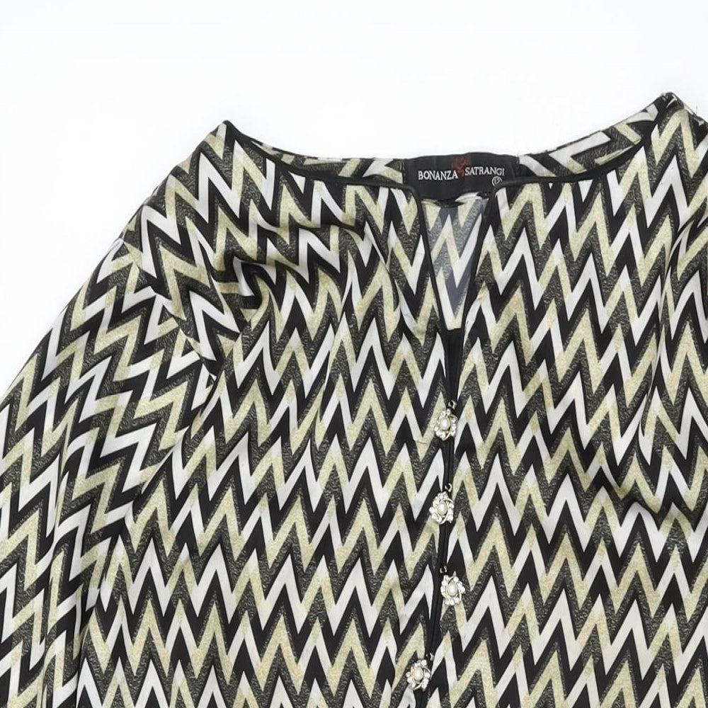 Bonanza Satrangi Womens Multicoloured Geometric Polyester Tunic T-Shirt Size 12 Round Neck