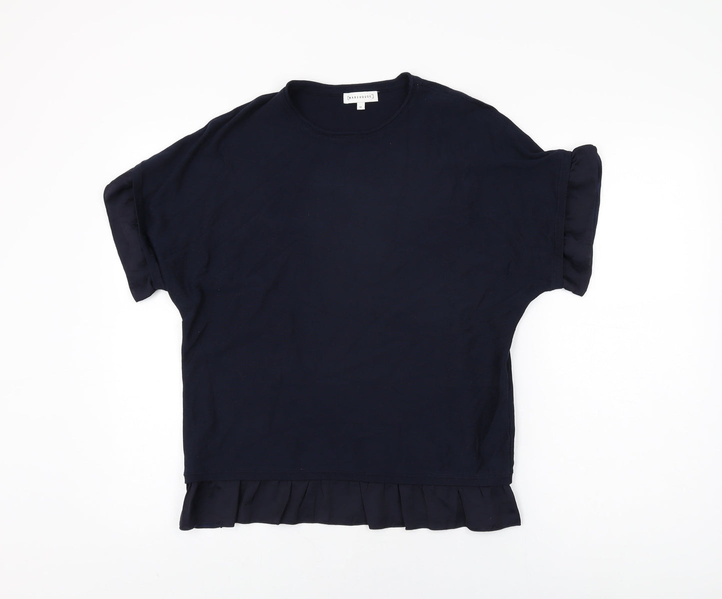 Womens UK Size 10 Warehouse Blue Basic T-Shirt