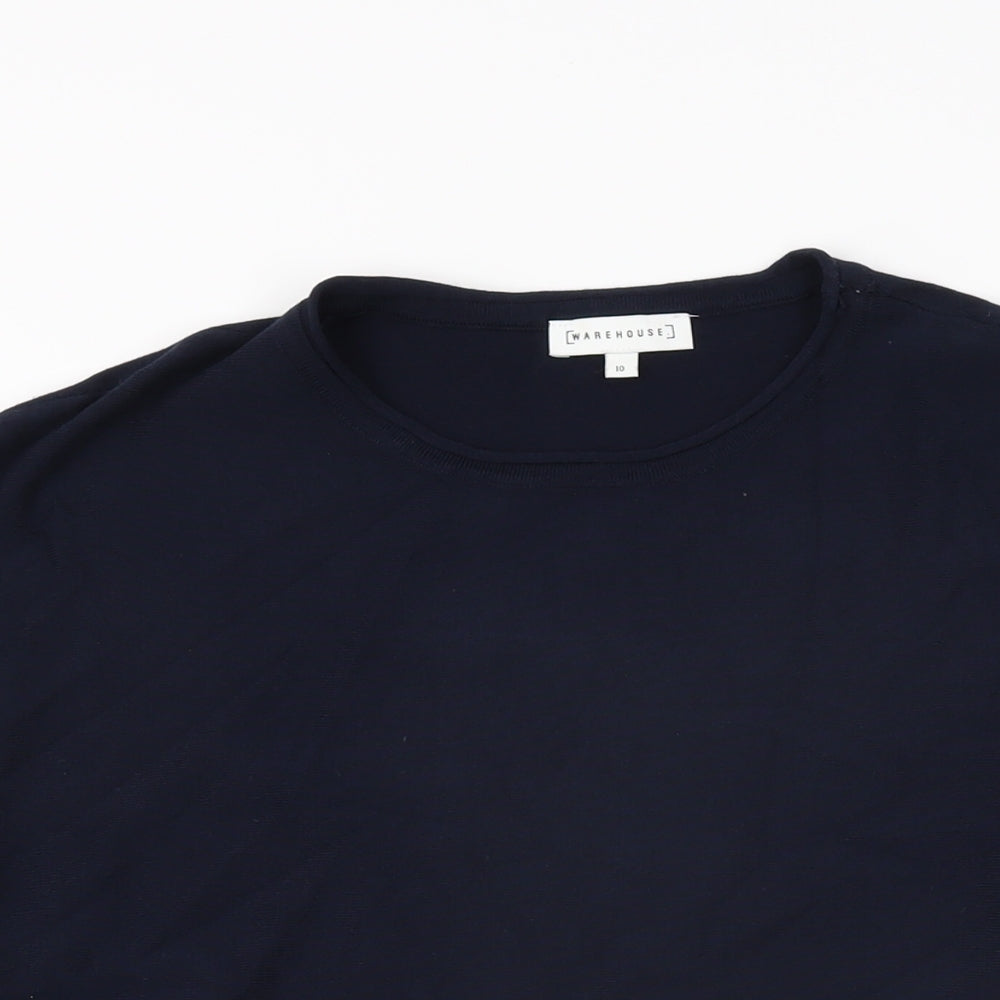 Womens UK Size 10 Warehouse Blue Basic T-Shirt