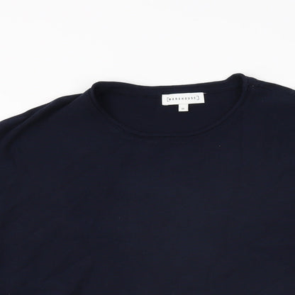 Womens UK Size 10 Warehouse Blue Basic T-Shirt