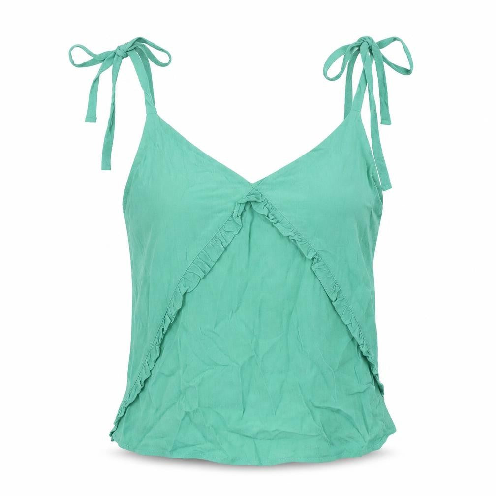 Womens UK Size S Pull&Bear Green Basic T-Shirt