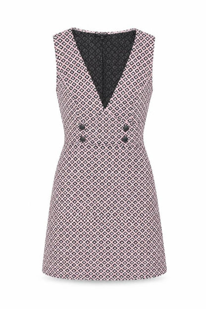 Miss Selfridge Womens Pink Geometric Polyester Shift Size 12 V-Neck Pullover