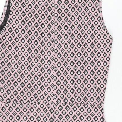 Miss Selfridge Womens Pink Geometric Polyester Shift Size 12 V-Neck Pullover