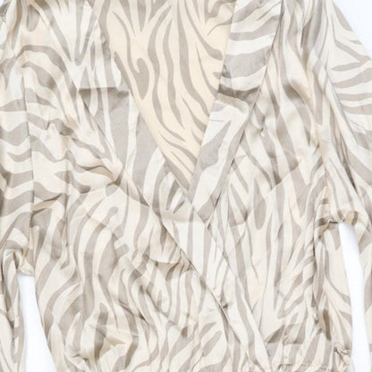I SAW IT FIRST Womens Beige Animal Print Polyester A-Line Size 8 V-Neck Pullover