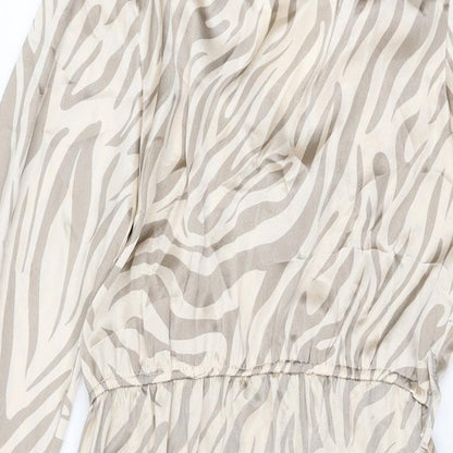 I SAW IT FIRST Womens Beige Animal Print Polyester A-Line Size 8 V-Neck Pullover