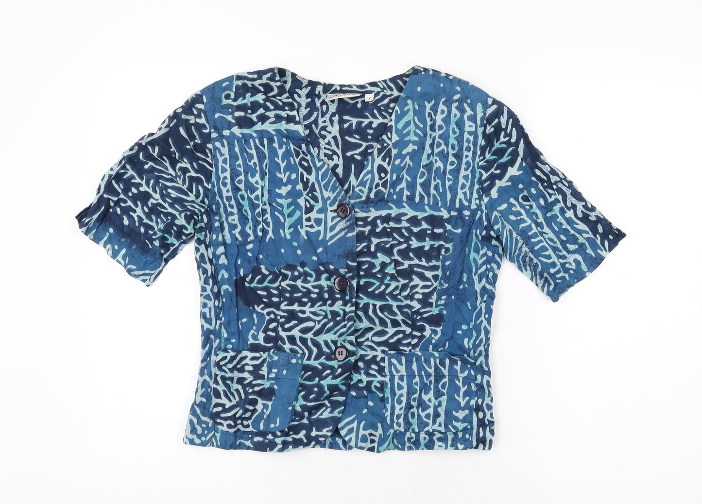 Womens UK Size S Adini Blue Basic Button-Up