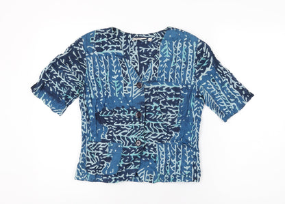 Womens UK Size S Adini Blue Basic Button-Up