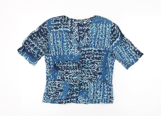 Womens UK Size S Adini Blue Basic Button-Up
