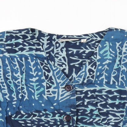 Womens UK Size S Adini Blue Basic Button-Up