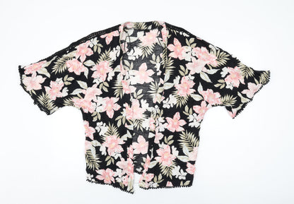 Womens UK Size 8 New Look Black Kimono T-Shirt