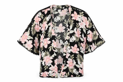 Womens UK Size 8 New Look Black Kimono T-Shirt