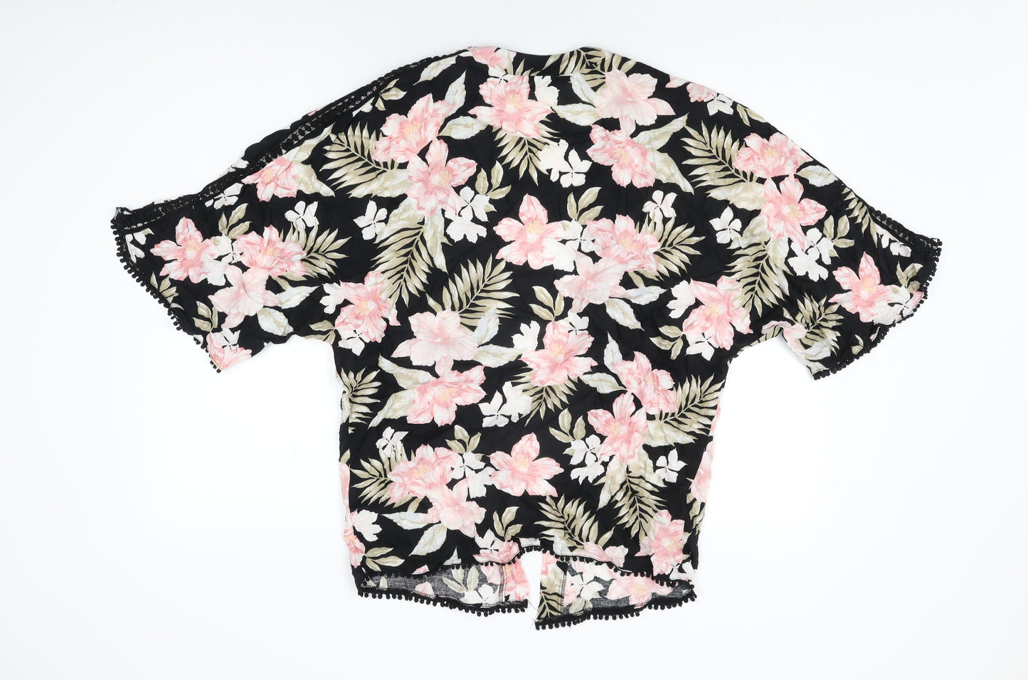 Womens UK Size 8 New Look Black Kimono T-Shirt