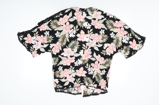 Womens UK Size 8 New Look Black Kimono T-Shirt