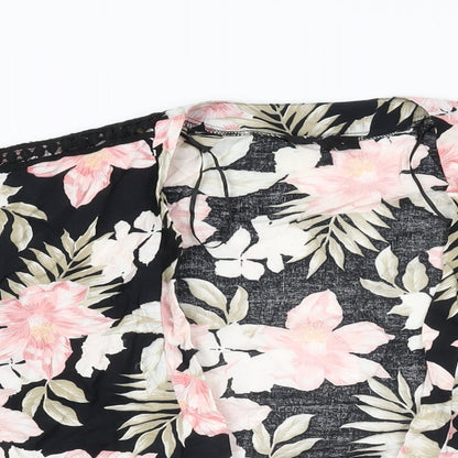 Womens UK Size 8 New Look Black Kimono T-Shirt