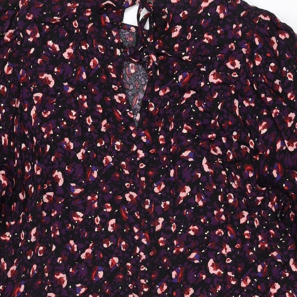 Grace & Mila Womens Purple Geometric Viscose Shift Size S Round Neck Tie