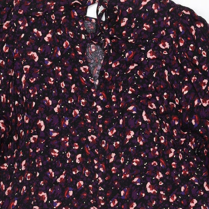 Grace & Mila Womens Purple Geometric Viscose Shift Size S Round Neck Tie