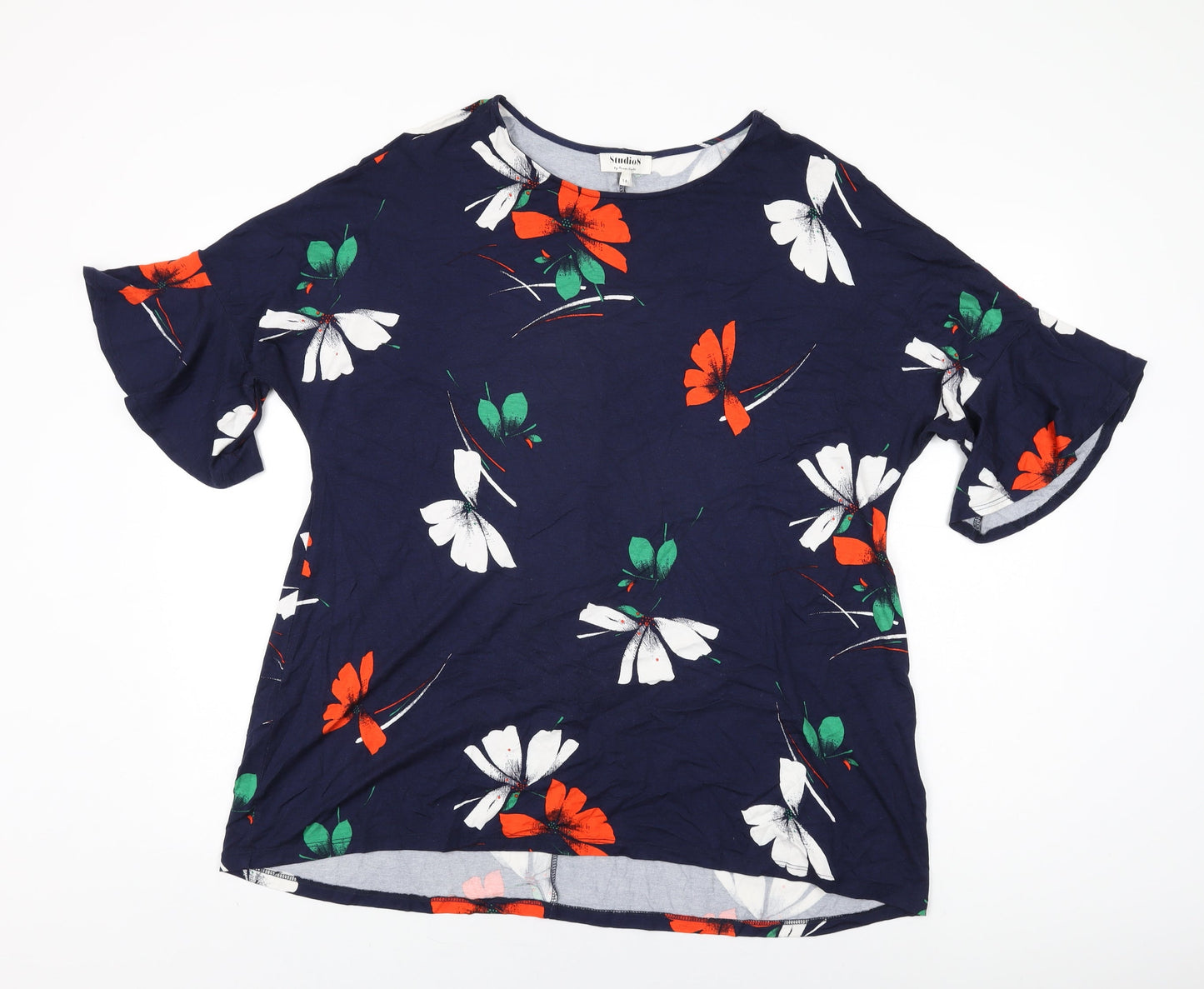 Womens UK Size 14 Phase Eight Blue Basic T-Shirt