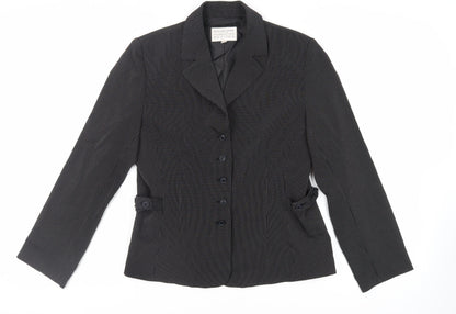 Fairweather Petites Womens Black Striped Jacket Blazer Size 10 Button