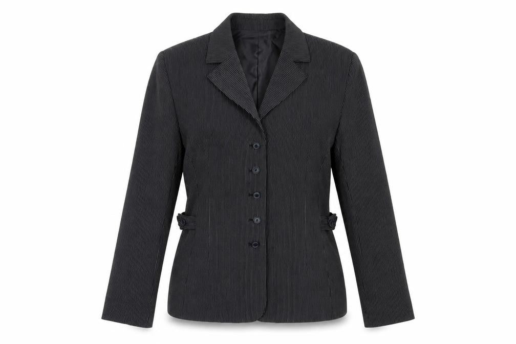 Fairweather Petites Womens Black Striped Jacket Blazer Size 10 Button