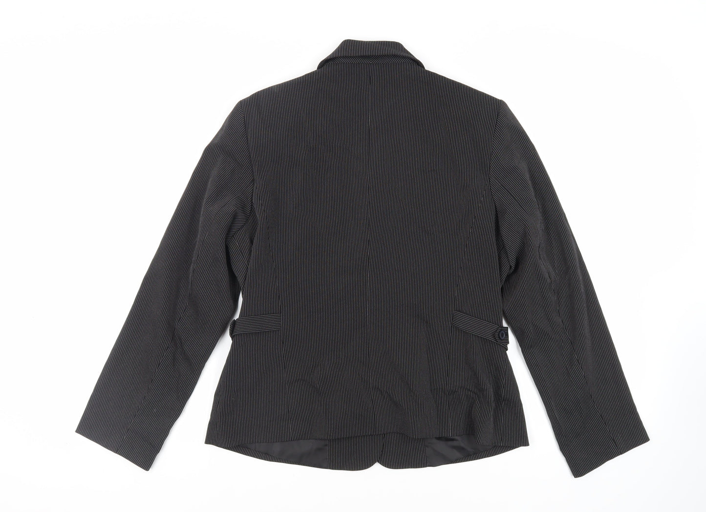 Fairweather Petites Womens Black Striped Jacket Blazer Size 10 Button