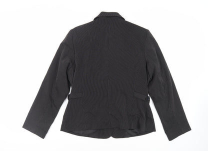 Fairweather Petites Womens Black Striped Jacket Blazer Size 10 Button