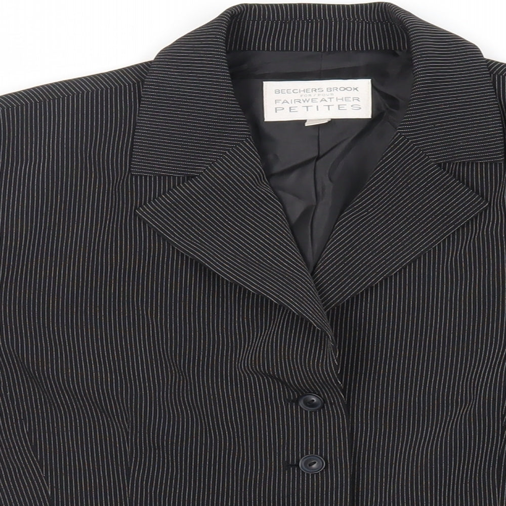 Fairweather Petites Womens Black Striped Jacket Blazer Size 10 Button