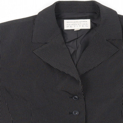 Fairweather Petites Womens Black Striped Jacket Blazer Size 10 Button