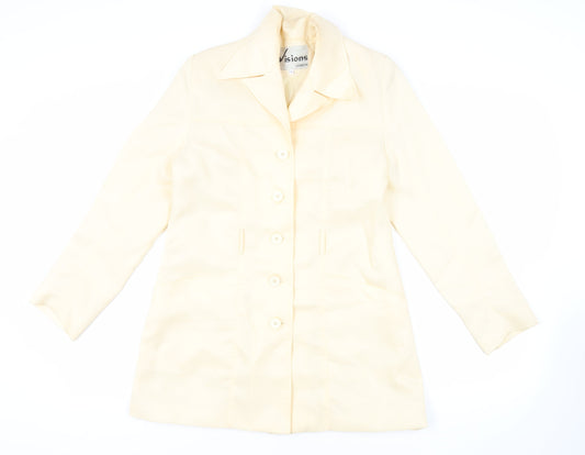 Visions Womens Yellow Overcoat Coat Size S Button