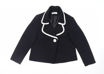 Monacco Womens Black Jacket Blazer Size 16 Button