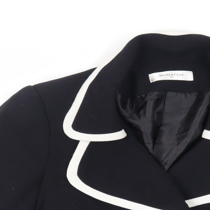 Monacco Womens Black Jacket Blazer Size 16 Button