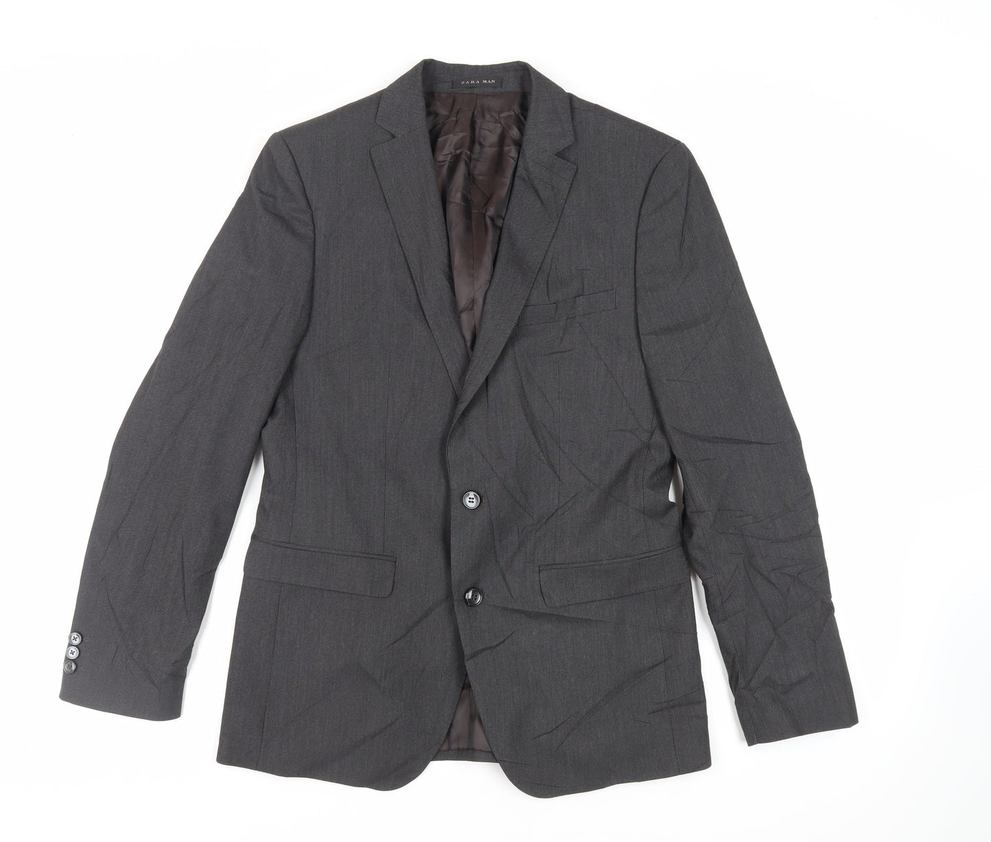 Mens UK Size 38 Zara Man Regular Black Suit Jacket