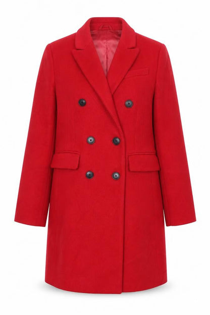 Marks & Spencer Womens Red Pea Coat Coat Size 12 Button