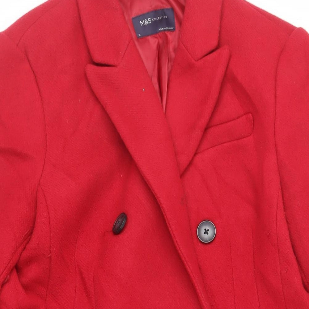Womens UK Size 12 Marks and Spencer Red Pea Coat