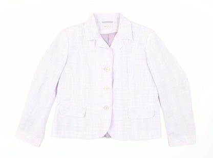 Bonmarché Womens Purple Plaid Jacket Blazer Size 18 Button