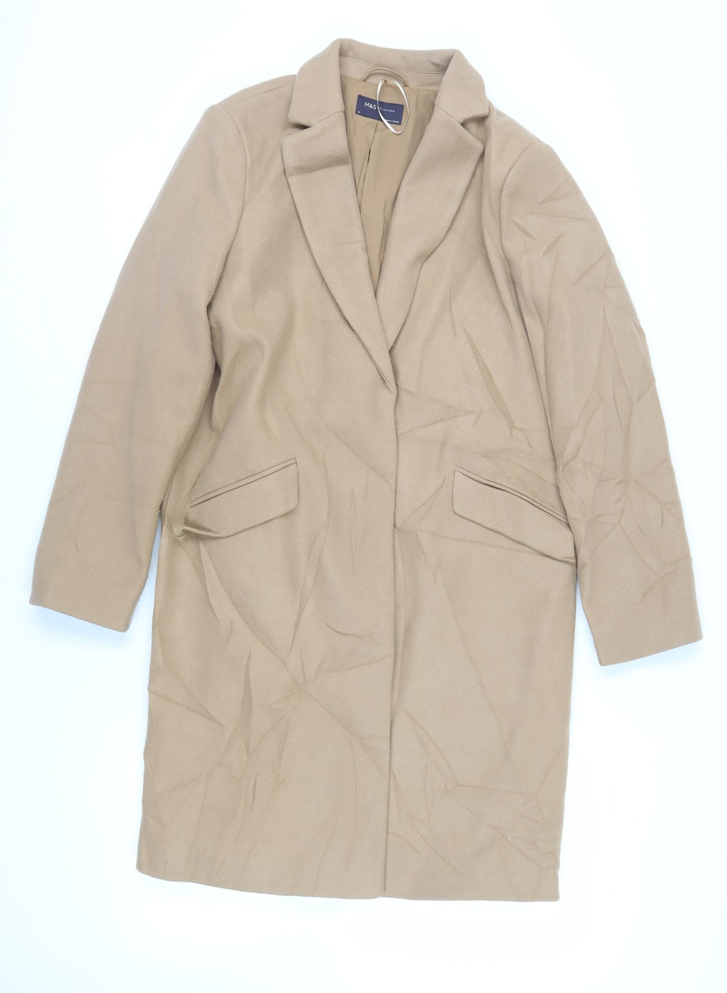 Womens UK Size 14 Marks and Spencer Beige Overcoat