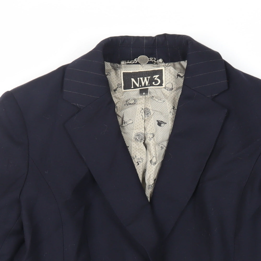 N.W.3 Womens Blue Jacket Blazer Size 8 Button