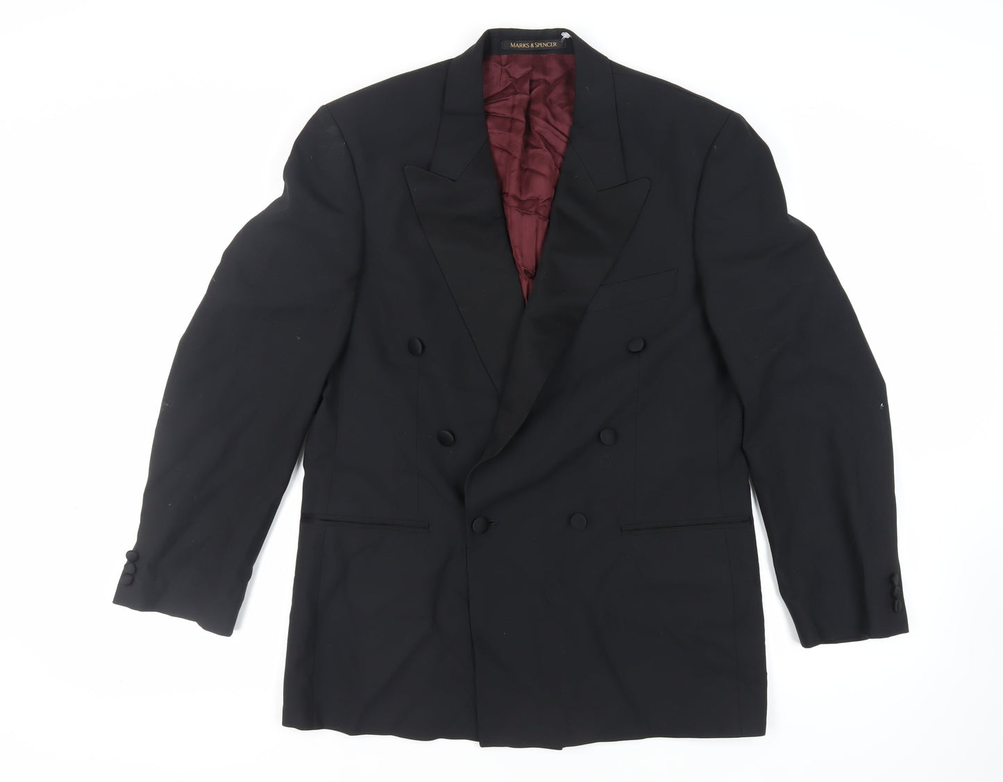 Mens UK Size 40 Marks and Spencer Regular Black Suit Tuxedo