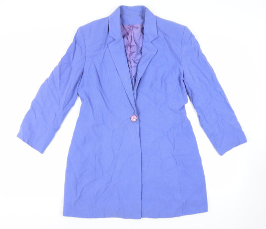 Principles Womens Blue Overcoat Coat Size 14 Button