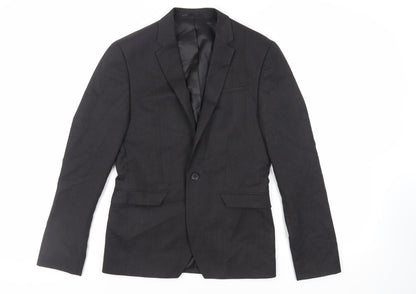 Label Lab Mens Black Polyester Jacket Suit Jacket Size 36 Regular