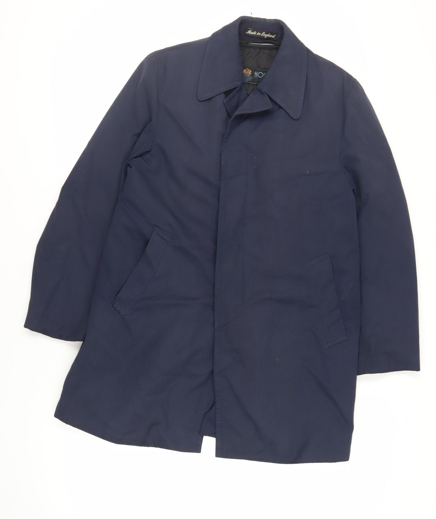 Mens UK Size S Hornes Blue Overcoat