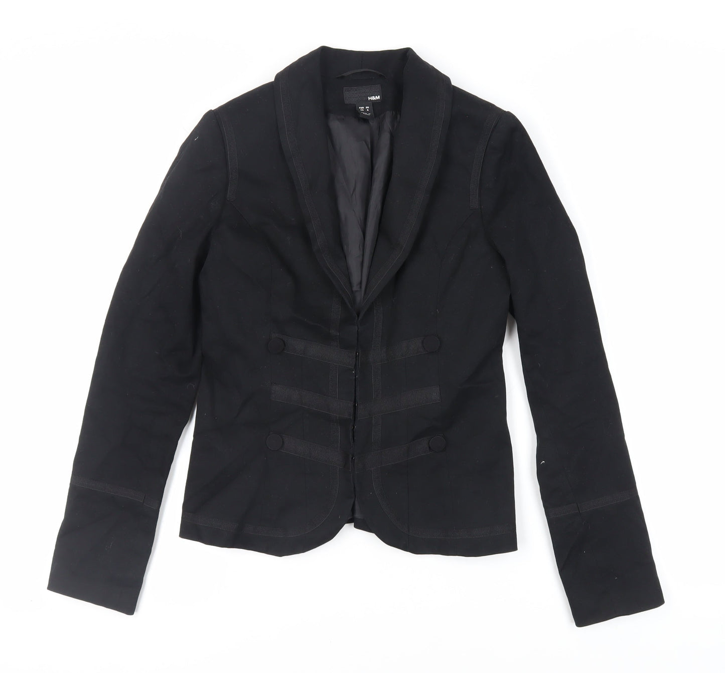 Womens UK Size 8 H&M Black Military Jacket