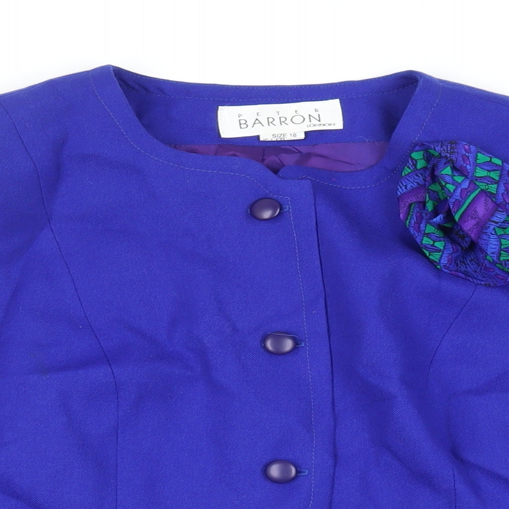 Peter Barron Womens Blue Jacket Blazer Size 18 Button - Vintage