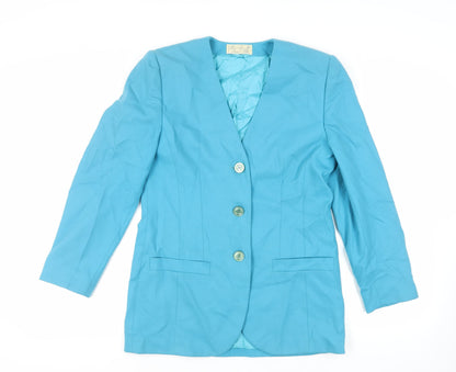 Helen Sykes Womens Blue Jacket Blazer Size 12 Button - Vintage