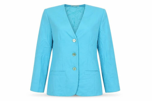 Helen Sykes Womens Blue Jacket Blazer Size 12 Button - Vintage
