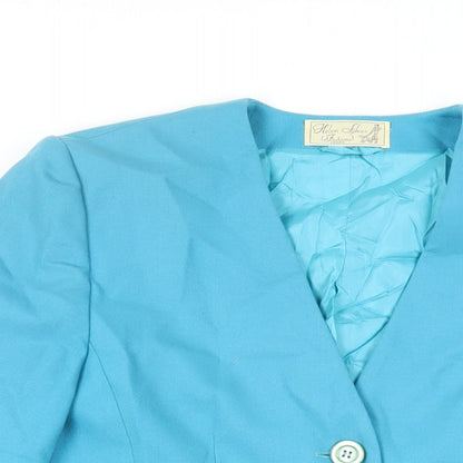 Helen Sykes Womens Blue Jacket Blazer Size 12 Button - Vintage