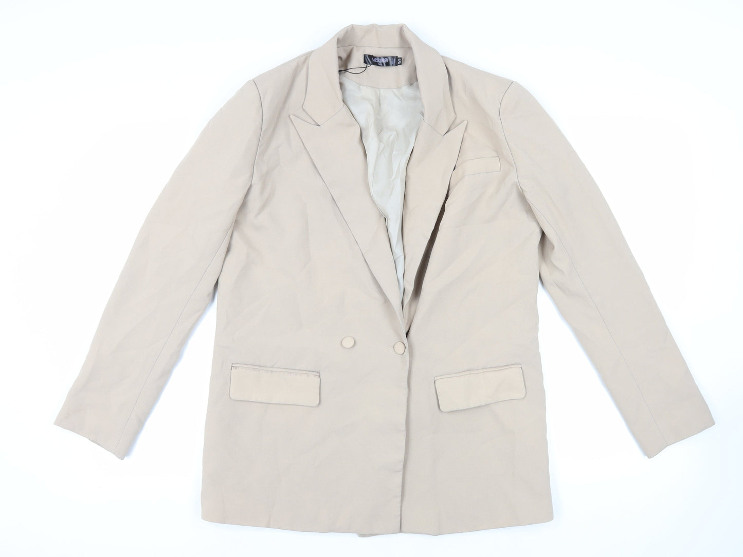 Missguided Womens Beige Jacket Blazer Size 10 Button